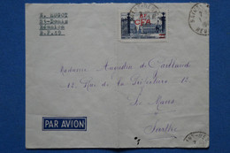 #16 LA  REUNION  BELLE LETTRE   1949  SAINT DENIS POUR LE MANS FRANCE ++ AFFRANCH..  INTERESSANT - Lettres & Documents