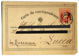 CARTOLINA DA CORRISPONDENZA INTERO POSTALE 5 SLD PARTENZA ALESSANDRIA ANNO 1877 - Postwaardestukken