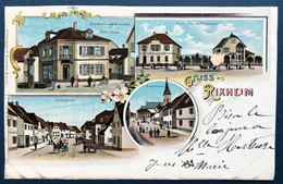 Alsace Lorraine Carte Postale GRUSS AUS Rixheim Chromolitho Couleur Timbre Allemand Obl Ambulant Strasburg Els Basel TTB - Altri & Non Classificati