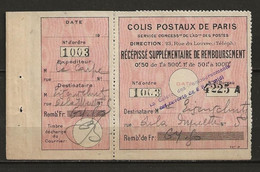 Colis Postaux Paris Pour Paris N° 52 Lot 51.183 - Otros