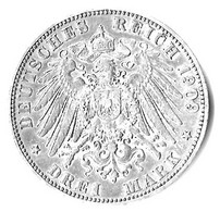 Deutschland - Deutsches Reich - Hamburg 3 Mark 1909 J - Silber - 2, 3 & 5 Mark Argento
