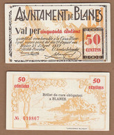 AC -  SPAIN CIVIL WAR BLANES 50 CENTIMS - CENTS MUNICIPAL  UNCIRCULATED - Andere & Zonder Classificatie