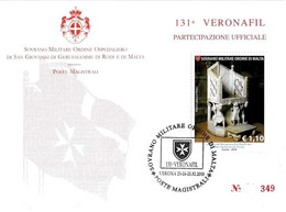 SMOM - 2018 Partecipazione 131^ Veronafil Su Cartolina Spec.numerata (cattedra Arcivescovo Elia, Basilica Bari) - 329 - Malta (la Orden De)