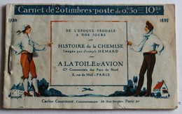 CARNET 20 Timbres PUBLICITAIRE A LA TOILE D'AVION HISTOIRE DE LA CHEMISE Imagée Par J.HEMARD Illustrations Tarifs - Blocs & Carnets