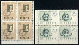 Turkey 1957 Mi 1522-1523 MNH Academy Of Art, 75th Year [Block Of 4] - Neufs