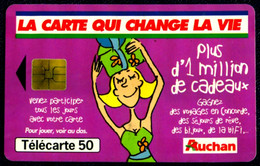 SCHEDA PHONECARD FRANCE AUCHAN PRUNE 50 P 1012 A99 CHIP SOLAIC SO3 - 1999