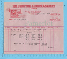 The D'auteuil Lumber Co.Credit At: A.W. Bishop, Bois De Pulpe épinette Ecorcé $ 533.78 - Canada