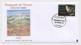 2020 *** MONACO 2020 SOLIDARITY CORONAVIRUS COVID-19 PANDEMIC FDC COVER WITH COMP. SET 1 STAMP MINT (**) - Covers & Documents