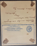 O) 1899 CUBA, CARIBBEAN, US OCCUPATION, LIBERTY 2c, DOROTES, YOURS ANTONIO BACKSTAMP FAULTY CARD, USED INTERNAL SERVICE, - Cuba