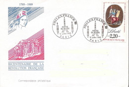 France, Enveloppe, Cachet Philexfrance 12 Juillet 1989, Thème Postes Du Monde, Timbre Liberté - Franz. Revolution