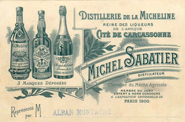 Carcassonne * Distillerie De La Micheline Liqueurs Mischel SABATIER Distillateur * CPA Publicitaire Ancienne Pub Sur CPA - Carcassonne