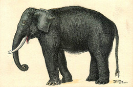 CPA Illustrateur Jane JANE * Un éléphant * Thème Anicmaux éléphants - Andere & Zonder Classificatie