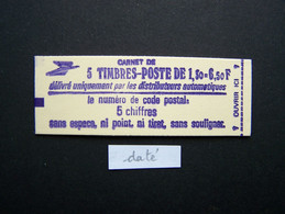 2059-C1 CARNET DATE DU 28.8.79 FERME 5 TIMBRES SABINE DE GANDON 1,30 ROUGE CODE POSTAL (BOITE C) - Modernes : 1959-...