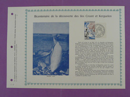 Feuillet FDC PAC Pingouin Des TAAF Penguin 1972-2 - Faune Antarctique