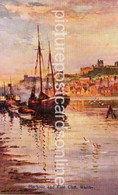 WHITBY HARBOUR AND EAST CLIFF OLD COLOUR POSTCARD YORKSHIRE DENNIS AND SONS - Whitby