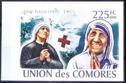Comoros 2008 MNH IMPERF, Mother Teresa, Nobel Peace, Red Cross, - Madre Teresa