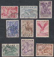 1935 GREECE AIRMAIL MYTHOLOGICAL ISSUE (YVERT# A22-A30) USED VF - Usati