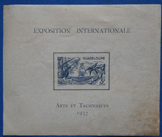 ¤2  GUADELOUPE  FEUILLET   1937 EXPOSITION INTERNATIONALE. ARTS ET TECHNIQUES .PATINéSPAR LE TEMPS - Covers & Documents