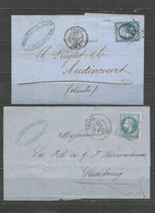 France - Haut-Rhin - Obl.PC Et GC - 2 Lettres De THANN Vers Audincourt Et Strasbourg - 1849-1876: Classic Period