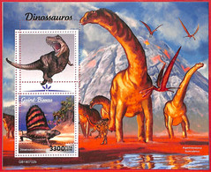 A1853 - GUINEA-BISSAU - Error, 2019, MISPERF, SOUVENIR SHEET: Dinosaurs, Prehistory - Vor- U. Frühgeschichte