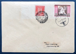 Jersey Occupation Allemande Lettre Mixte Timbre Allemagne/ Jersey De 22 Juillet 1943 Pour Hambourg Pas Commun - Jersey