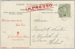 58219 -  PORTUGAL  - POSTAL HISTORY:  POSTCARD To TASMANIA Australia  - 1908 - Storia Postale