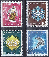Schweiz Suisse 1948: Winter-Olympiade D'hiver Zu WIII 25-28 Mi 492-495 Yv 449-452 Mit Sonder-o ST.MORITZ (Zu CHF 17.00) - Invierno 1948: St-Moritz