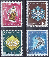 Schweiz Suisse 1948: Winter-Olympiade D'hiver Zu WIII 25-28 Mi 492-495 Yv 449-452 Mit Sonder-o ST.MORITZ (Zu CHF 17.00) - Winter 1948: St-Moritz