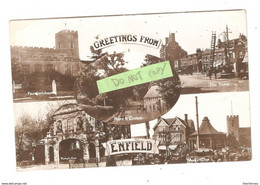 FIRE BRIGADE ON A GREETINGS FROM ENFIELD MULTIVIEW Nr WINCHMORE HILL BRIMSDOWN PALMERS GREEN MIDDLESEX UNUSED - Middlesex