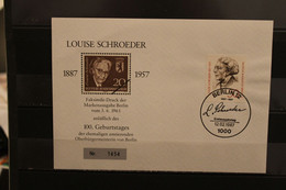 VIGNETTE; Louise Schröder 1957, Nummeriert, Wasserzeichenpapier - Etichette Di Fantasia