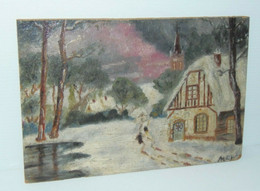 TABLEAU Sur CARTON PAYSAGE Peinture Naïve Signée ALI BO Déco UNIS FRANCE ETUDE - Huiles