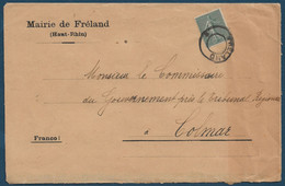 Alsace Lorraine 5e Periode Après 15 Mai 72 Lettre Semeuse N°130 Obl Dateur De Fortune évidé De Fréland Pour Colmar RR - Neufs