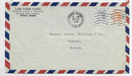 HONG KONG ONE DOLLAR +THIRTY CENTS LETTRE COVER AIR MAIL HONG KONG 21 SEP 1956 TO HELVETIA - Covers & Documents