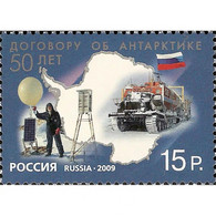 Russia 2009 - One 50th Anniversary Antarctic Treaty Flag Truck Map Polar South Pole Celebrations Stamp MNH Michel 1611 - Nuovi