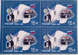 Russia 2009 Block 50th Anniversary Antarctic Treaty Flag Truck Map Polar South Pole Celebrations Stamps MNH Michel 1611 - Antarctic Treaty