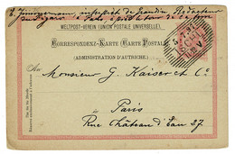 Ref 1496 - 1897 Austria Postal Stationery Card To Paris - Super Ischl Postmark - Covers & Documents