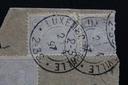 1897,LUXEMBOURG Y&T NO LU 69 1C LUX  GRIS LILAS SUR FRAGMENT TAD LUXEMBOURG VILLE DU 21/04/97 B/TB - 1895 Adolfo De Perfíl