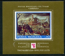 ROMANIA 1975 THEMABELGA Stamp Exhibition Block MNH  / **.  Michel Block 127 - Ongebruikt