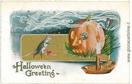 08049 -  VINTAGE POSTCARD ---   HALLOWEEN - EMBOSSED - BEAUTIFULL!   Cats PUSS IN BOOTS - Halloween