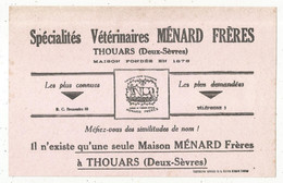 Buvard , 210 X 130 Mm, MENARD FRERES à THOUARS, Deux Sèvres, 2 Scans, Frais Fr 1.95 E - Animales