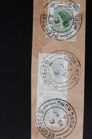 1954,HONG-KONG  Y&T NO HK 181X2 0.30cts,Y&T NO HK 188 5 DOLLARS  SUR FRAGMENT TAD HONG-KONG E 15 SP 60 B/TB - Usati