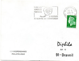 SAONE & LOIRE - Dépt N° 71 = CHAROLLES 1969 = FLAMME Codée = SECAP ' PENSEZ  INDIQUEZ NUMERO DEPARTEMENT ' = Pensée N° 2 - Código Postal