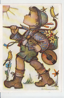 Kunstler Illustrateur - B. Hummel - Little Boy With Guitar Walking - Germany - 14383 Verlag Joseph Muller Munchen - Hummel