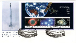 Australia 1992 International Space Year,souvenir Sheet, First Day Cover - Oceanië