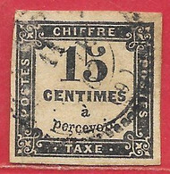 France Taxe N°3 15c Noir (type I) 1863-70 O - 1859-1959 Afgestempeld