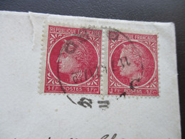 Lettre France Paire Mazelin 1 Franc Rouge Cachet à Déterminer 1947 - Aushilfsstempel