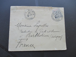 Lettre Colonies Françaises Cochinchine Cachet BARIA Sur TP Indochine Sage 15c Gris Pour Bertholène Aveyron - Storia Postale