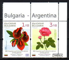 BULGARIA - 2021 - Fleurs - Joint Issue  - Bulgarie - Argentine -  Series ** Avec Milezime - Ungebraucht