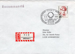 49248 - Bund - 1990 - 350Pfg. Frauen EF A. R-Bf. BONN - KSZE WIRTSCHAFTSKONFERENZ -> Luxemburg - Covers & Documents