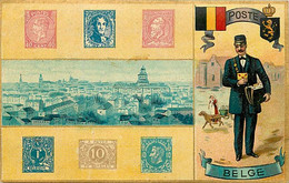 CPA-  Union Postale Universelle, Impression Gaufrée, Thème Philatélie. Bege - Timbres (représentations) - Postzegels (afbeeldingen)